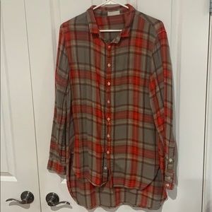 CP Shades Plaid Button Down Tunic Shirt